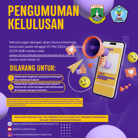 Pengumuman Kelulusan SMAN 24 Kab. Tangerang Tahun Pelajaran 2023-2024